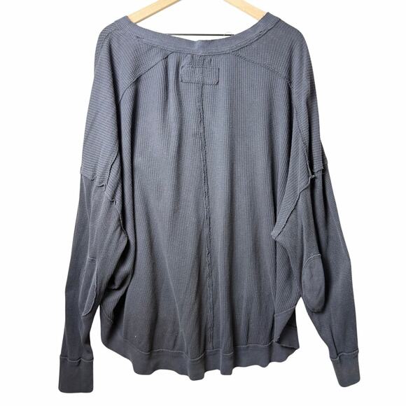 We the Free Owen Thermal Top Long Sleeve V-Neck in Black Women's size L - Picture 2 of 10